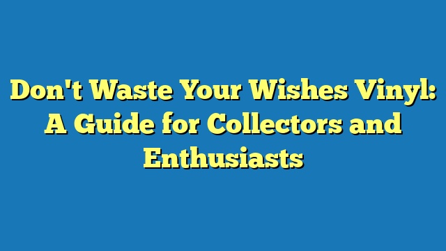 Don't Waste Your Wishes Vinyl: A Guide for Collectors and Enthusiasts