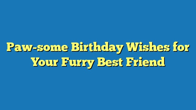 Paw-some Birthday Wishes for Your Furry Best Friend